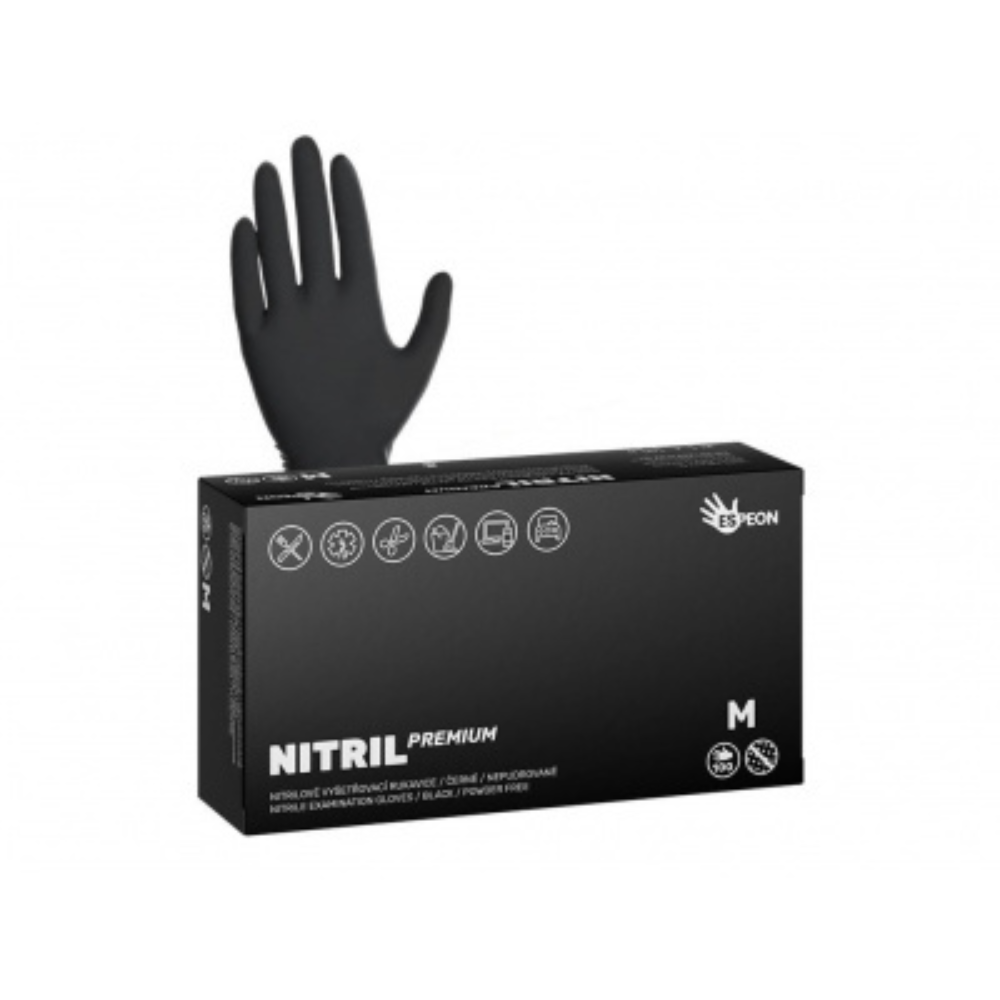 NITRIL STRONG3 100pcs, powder-free, black, 5.0g - Nitrile gloves